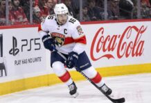Aleksander Barkov Fantasy Hockey Projection 2026-27: Goals, Assists & Points Aleksander Barkov skating with the puck for the Florida Panthers ahead of the 2026-27 NHL season and fantasy hockey comeback.