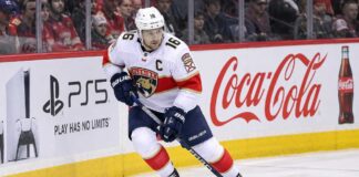 Aleksander Barkov Fantasy Hockey Projection 2026-27: Goals, Assists & Points Aleksander Barkov skating with the puck for the Florida Panthers ahead of the 2026-27 NHL season and fantasy hockey comeback.