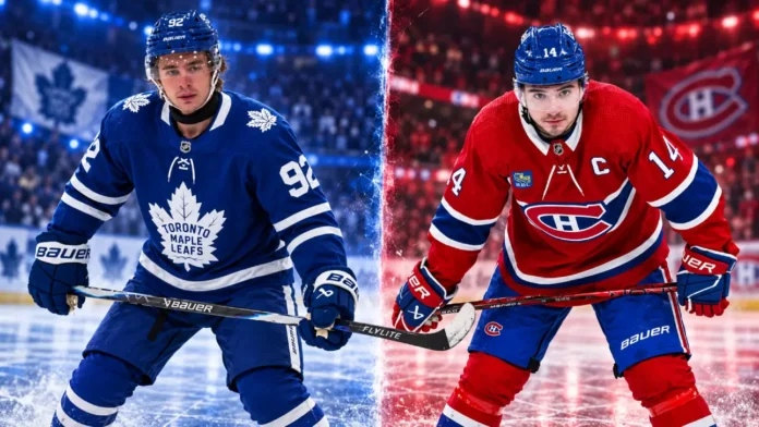 canadiens-maple-leafs-mckenna-fantasy-prediction-2026 Gavin McKenna of the Toronto Maple Leafs and Nick Suzuki of the Montreal Canadiens ahead of their September 19, 2026 preseason fantasy hockey matchup.