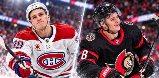 Ivan Demidov of the Montreal Canadiens and Tim Stützle of the Ottawa Senators ahead of their September 26, 2026 preseason fantasy hockey matchup.