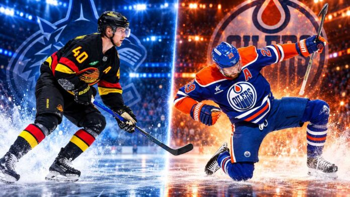edmonton-oilers-vancouver-canucks-fantasy-hockey-prediction-september-24-2026 Elias Pettersson of the Vancouver Canucks and Leon Draisaitl of the Edmonton Oilers featured ahead of their September 24, 2026 preseason fantasy hockey matchup.