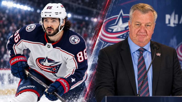 kirill-marchenko-canadiens-trade-rumors-2026-1 Kirill Marchenko and Don Waddell in a split image as Montreal Canadiens trade rumors continue around the Columbus Blue Jackets forward.