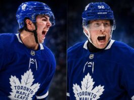 Maple Leafs Trade Rumors: Did Brendan Brisson Signing Set Up Another Move? Brendan Brisson and Patrik Laine pictured in Toronto Maple Leafs jerseys as Maple Leafs trade rumors grow following Toronto reaching the NHL’s 50-contract limit.