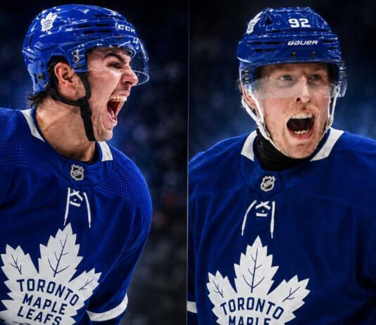 Maple Leafs Trade Rumors: Did Brendan Brisson Signing Set Up Another Move? Brendan Brisson and Patrik Laine pictured in Toronto Maple Leafs jerseys as Maple Leafs trade rumors grow following Toronto reaching the NHL’s 50-contract limit.