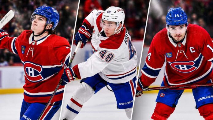 montreal-canadiens-2026-27-season-preview-predictions Cole Caufield, Lane Hutson and Nick Suzuki featured in the Montreal Canadiens 2026-27 season preview and playoff predictions.