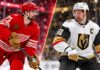 NHL News Today: Mark Stone Signs, Dylan Larkin Drama Escalates and Trade Rumors Heat Up Split image for NHL News featuring a Detroit Red Wings forward and a Vegas Golden Knights captain as trade rumors, contract news, and today’s latest NHL headlines heat up