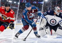 3-way split image of Brad Marchand, Cale Makar and Connor Hellebuyck highlighting today’s NHL News, injury updates and trade rumors.