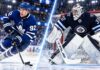 NHL News Today: Hellebuyck Trade Rumors Heat Up as McKenna Breaks Through Gavin McKenna skating for the Toronto Maple Leafs beside Winnipeg Jets goalie Connor Hellebuyck in a split image highlighting the latest NHL News and NHL Rumors.
