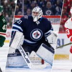 NHL News Today: DeBrincat, Hellebuyck, Hughes and Barkov Updates Split image featuring Quinn Hughes, Connor Hellebuyck and Alex DeBrincat as the latest NHL News and NHL trade rumors heat up before training camp.