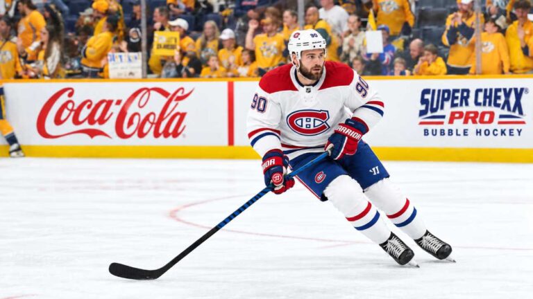 Ryan O’Reilly in a Montreal Canadiens away jersey amid trade rumors linking the Nashville Predators center to Montreal.