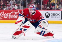 Samuel Montembeault Trade Rumors: Did His Perfect Preseason Audition Just Accelerate a Canadiens Trade? Samuel Montembeault of the Montreal Canadiens in a ready stance during preseason action as trade rumors build around the Canadiens goaltender.