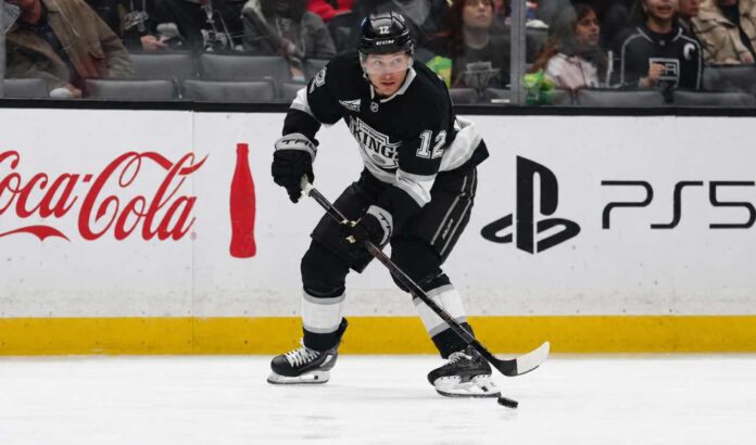 trevor-moore-los-angeles-kings-trade-rumors-2026 Trevor Moore skates for the Los Angeles Kings as NHL trade rumors grow around his future and potential roster changes in Los Angeles.