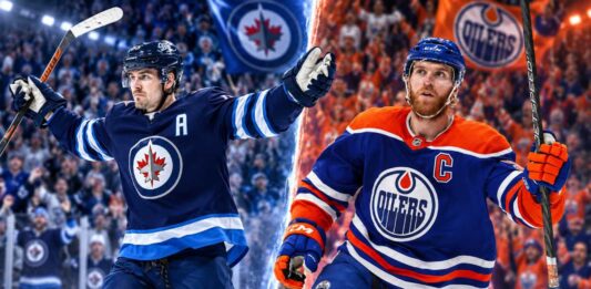 Split image of Winnipeg Jets star Mark Scheifele and Edmonton Oilers captain Connor McDavid ahead of the Winnipeg Jets vs Edmonton Oilers preseason game on September 19, 2026.
