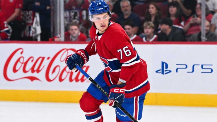 Zachary Bolduc in a Montreal Canadiens jersey as trade rumors and sign-and-trade speculation build ahead of 2026 NHL training camp.