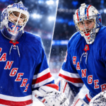 NHL News Today: Rangers Face Shesterkin Trade Decision as Duchene Injury and Larkin Rumors Heat Up Igor Shesterkin and Dylan Garand in New York Rangers jerseys featured in October 12, 2026 NHL news and trade rumors coverage.