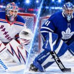 Rangers Eye Anthony Stolarz After 7-1 Disaster — Will the Maple Leafs Listen? Split image of New York Rangers goalie Igor Shesterkin and Toronto Maple Leafs goalie Anthony Stolarz amid NHL trade rumors following the Rangers' 7-1 loss to the New Jersey Devils.