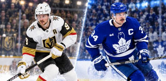 Jack Eichel of the Vegas Golden Knights and Auston Matthews of the Toronto Maple Leafs featured in an NHL fantasy hockey prediction matchup for October 8, 2026.