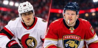 Florida Panthers vs. Ottawa Senators Fantasy Hockey Prediction: Players to Watch, Score Pick & How to Watch Tim Stützle in an Ottawa Senators jersey alongside Brady Tkachuk in a Florida Panthers jersey ahead of their October 21, 2026, NHL matchup and fantasy hockey prediction.