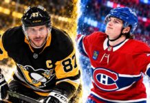 Montreal Canadiens vs. Pittsburgh Penguins Fantasy Hockey Prediction: Players to Watch, Score Pick & How to Watch Sidney Crosby and Cole Caufield featured in a split image for the Montreal Canadiens vs. Pittsburgh Penguins fantasy hockey prediction.