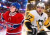 Pittsburgh Penguins vs. Montreal Canadiens Fantasy Hockey Prediction: Players to Watch, Score Pick & How to Watch Split image of Pittsburgh Penguins captain Sidney Crosby and Montreal Canadiens forward Cole Caufield ahead of their October 31, 2026 NHL matchup.
