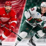 Red Wings Trade Rumors: Is a Dylan Larkin Blockbuster Finally Days Away? Dylan Larkin of the Detroit Red Wings and Danila Yurov of the Minnesota Wild in a split image highlighting NHL trade rumors surrounding a potential blockbuster deal.