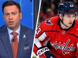 NHL insider Elliotte Friedman alongside Washington Capitals forward Ivan Miroshnichenko wearing his red No. 63 jersey in a split-image graphic highlighting the latest NHL trade rumors.