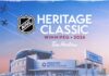 2026 NHL Heritage Classic promotional graphic featuring Princess Auto Stadium in Winnipeg, host of the October 25 Montreal Canadiens vs. Winnipeg Jets outdoor hockey game.