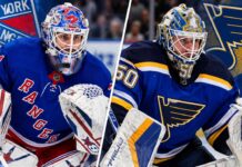 Jordan Binnington Trade Rumors: Rangers Face a Different Goalie Decision After Johnston’s Update Jordan Binnington of the St. Louis Blues and Igor Shesterkin of the New York Rangers pictured together in a composite image as NHL trade rumors connect Binnington to New York's goaltending situation.