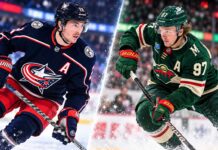 Zach Werenski of the Columbus Blue Jackets and Kirill Kaprizov of the Minnesota Wild featured in an NHL fantasy hockey prediction for October 18, 2026.