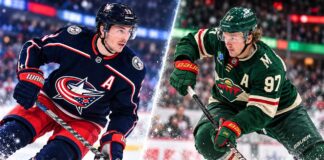 Zach Werenski of the Columbus Blue Jackets and Kirill Kaprizov of the Minnesota Wild featured in an NHL fantasy hockey prediction for October 18, 2026.