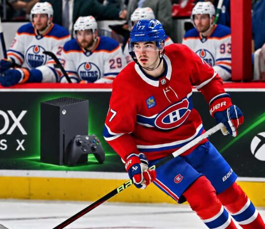 Kirby Dach of the Montreal Canadiens skates past Edmonton Oilers players as NHL trade rumors link Dach to a possible Oilers trade.