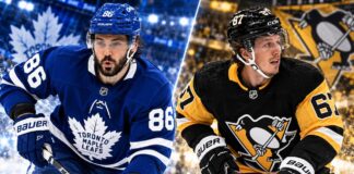 Canadiens Trade Rumors: Montreal’s Failed Marchenko Plan Has a Surprising Rickard Rakell Twist Kirill Marchenko in a Toronto Maple Leafs jersey alongside Rickard Rakell of the Pittsburgh Penguins in a split image highlighting Montreal Canadiens trade rumors and a reported trade proposal involving both forwards.