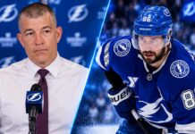 Nikita Kucherov Trade Request: Lightning Refuse to Move Him as $20M Question Looms Split image of Tampa Bay Lightning forward Nikita Kucherov and general manager Julien BriseBois amid Kucherov trade request reports.