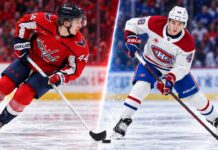 Montreal Canadiens vs. Washington Capitals Fantasy Hockey Prediction: Players to Watch, Score Pick & How to Watch Cole Hutson of the Washington Capitals and Lane Hutson of the Montreal Canadiens featured in a split image ahead of their October 14, 2026, NHL matchup and fantasy hockey predictions.