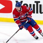Mark Scheifele in a Montreal Canadiens home jersey amid trade rumors linking the Winnipeg Jets centre to Montreal.