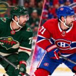 NHL News Today: DeBrincat’s $91 Million Deal Rocks Detroit as Trade Rumors Swirl Dylan Larkin pictured in Minnesota Wild and Montreal Canadiens jerseys in a split image highlighting NHL trade rumors surrounding the Detroit Red Wings captain.