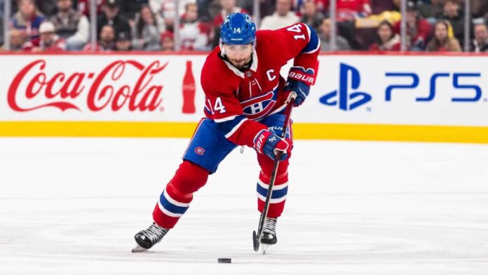 nick-suzuki-canadiens-blackhawks-oct-23-2026 Montreal Canadiens captain Nick Suzuki in action ahead of the October 23, 2026, fantasy hockey matchup against the Chicago Blackhawks.