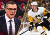 Side-by-side portraits of Ottawa Senators general manager Steve Staios and Pittsburgh Penguins forward Rickard Rakell accompanying a report about Ottawa's search for scoring help.