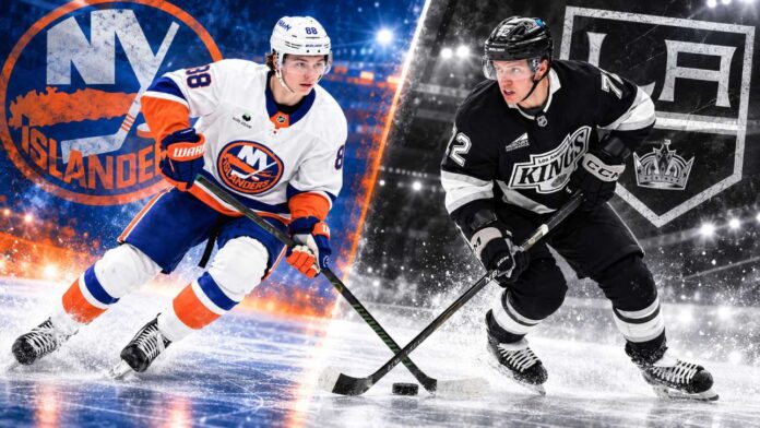New York Islanders defenseman Matthew Schaefer and Los Angeles Kings forward Artemi Panarin in a split image previewing their October 22, 2026 NHL matchup and fantasy hockey predictions.