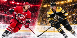 Boston Bruins vs. Carolina Hurricanes Fantasy Hockey Prediction: Players to Watch, Score Pick & How to Watch Sebastian Aho of the Carolina Hurricanes and David Pastrnak of the Boston Bruins in a split image ahead of their October 27, 2026, NHL fantasy hockey matchup.