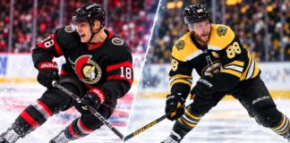 Ottawa Senators vs. Boston Bruins Fantasy Hockey Prediction: Players to Watch, Score Pick & How to Watch Tim Stützle of the Ottawa Senators and David Pastrnak of the Boston Bruins featured ahead of their October 5, 2026 fantasy hockey matchup.