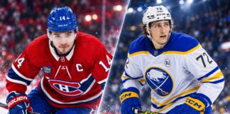 Buffalo Sabres vs. Montreal Canadiens Fantasy Hockey Prediction: Players to Watch, Score Pick & How to Watch Nick Suzuki of the Montreal Canadiens and Tage Thompson of the Buffalo Sabres featured in a split image ahead of their October 17, 2026 NHL fantasy hockey matchup.