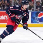 Zach Werenski skating for the Columbus Blue Jackets as NHL trade rumors continue to surround his future in Columbus.