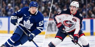 Zach Werenski Trade Rumors Return: Why the Maple Leafs Could Get Another Chance Toronto Maple Leafs forward Easton Cowan and Columbus Blue Jackets defenseman Zach Werenski featured in a split image amid NHL trade rumors linking Werenski to Toronto.